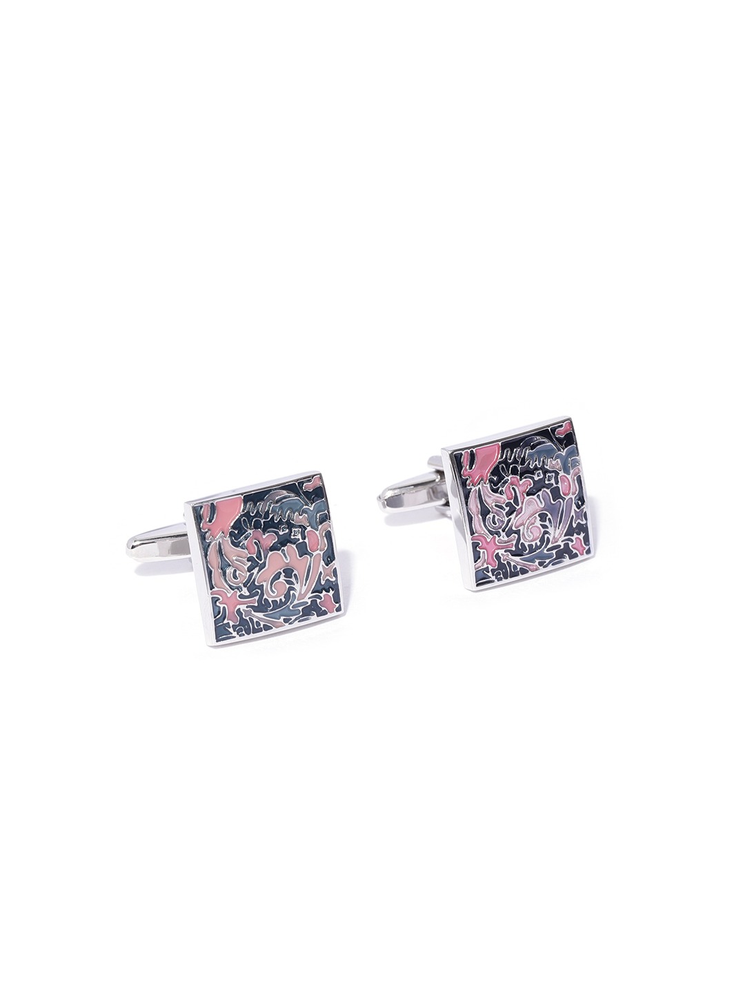 YouBella Jewellery Silver Plated Multi-Color Formal Cuff Links Cufflinks Set for Men